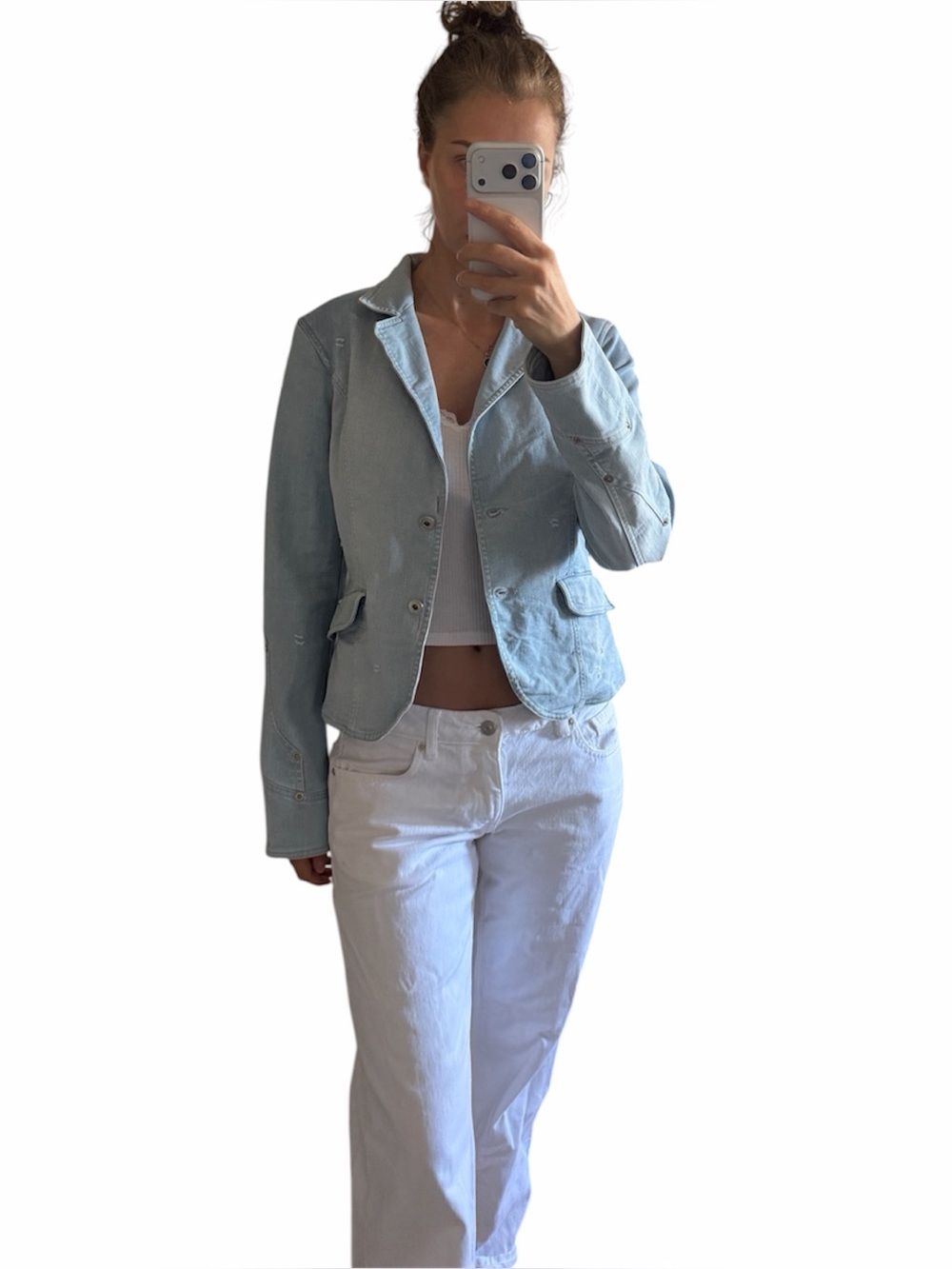 Vtg Y2k Blu Byblos light blue denim blazer jacket size s/m